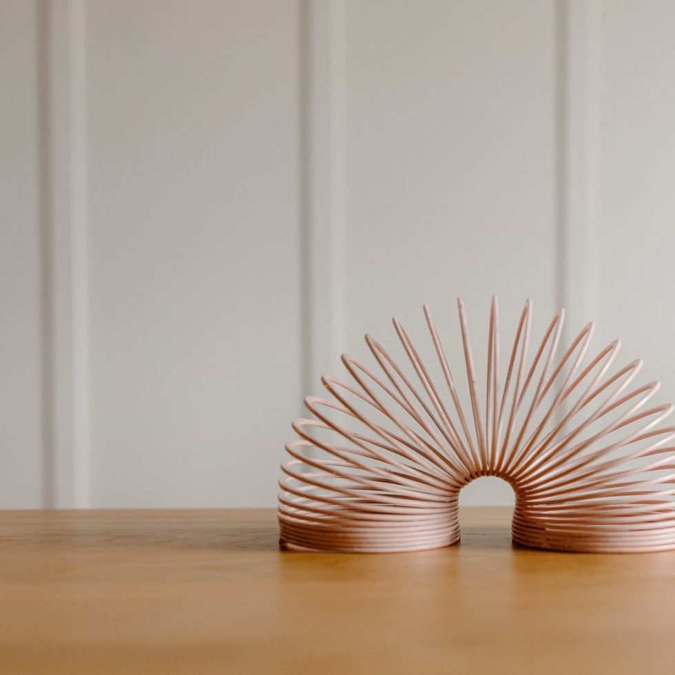close up photograph of a slinky